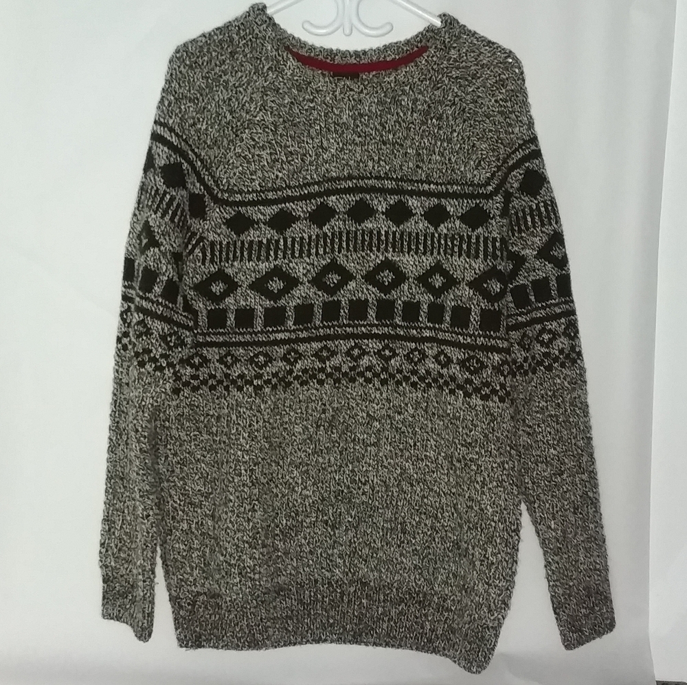 Far West chunky black/grey wool blend sweater